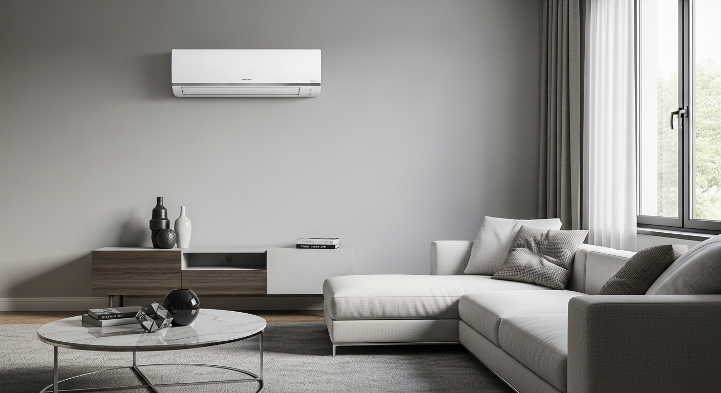 Système de climatisation moderne installé dans un salon