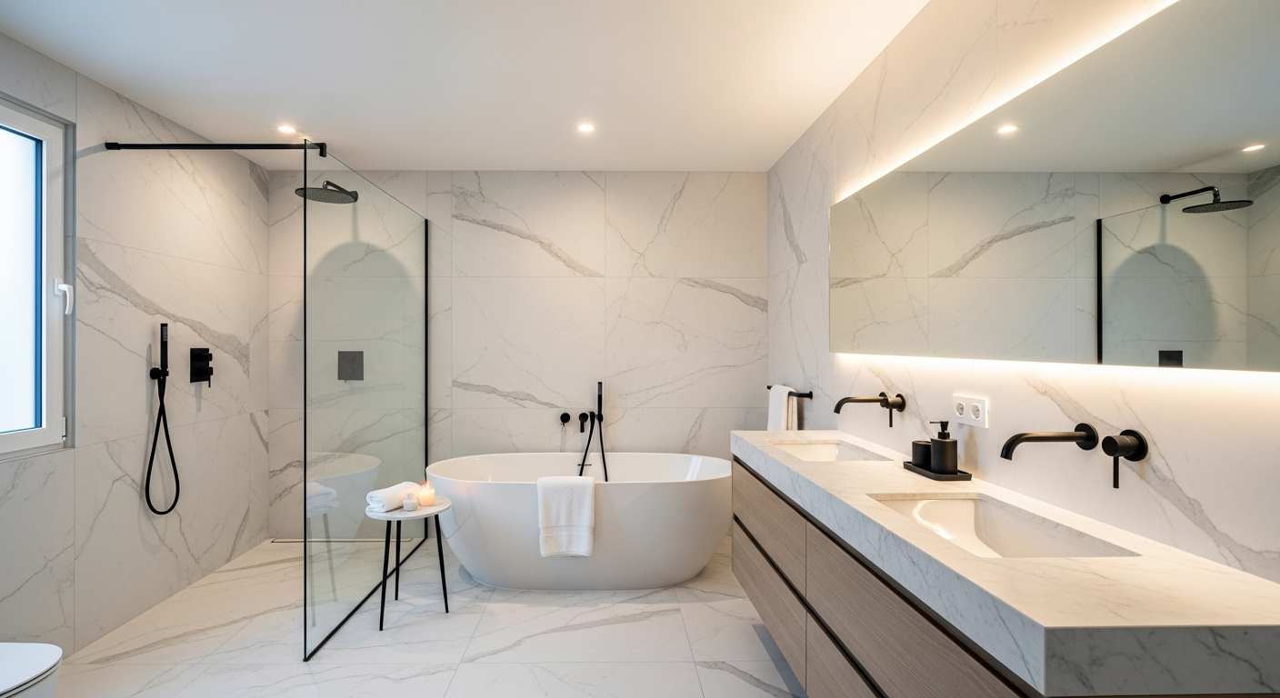 Salle de bain moderne entièrement rénovée