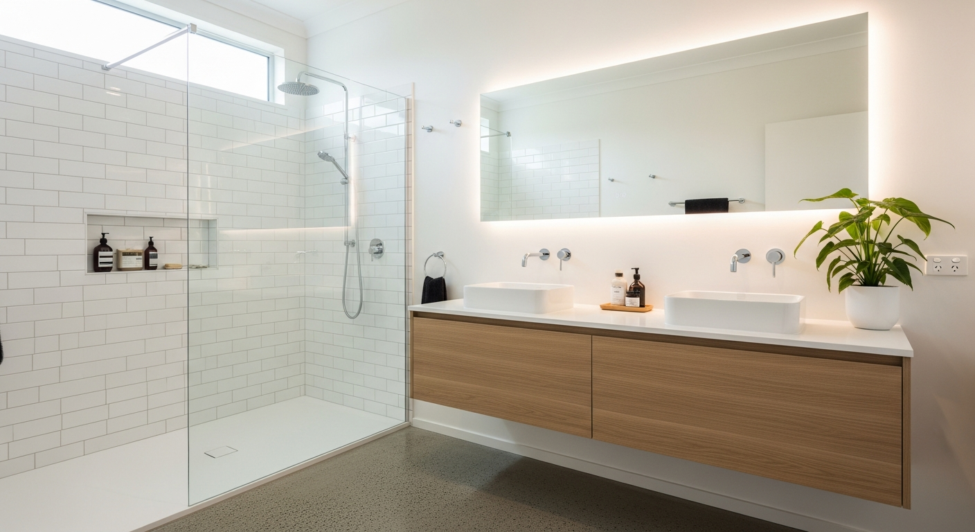 Salle de bain moderne rénovée avec douche italienne