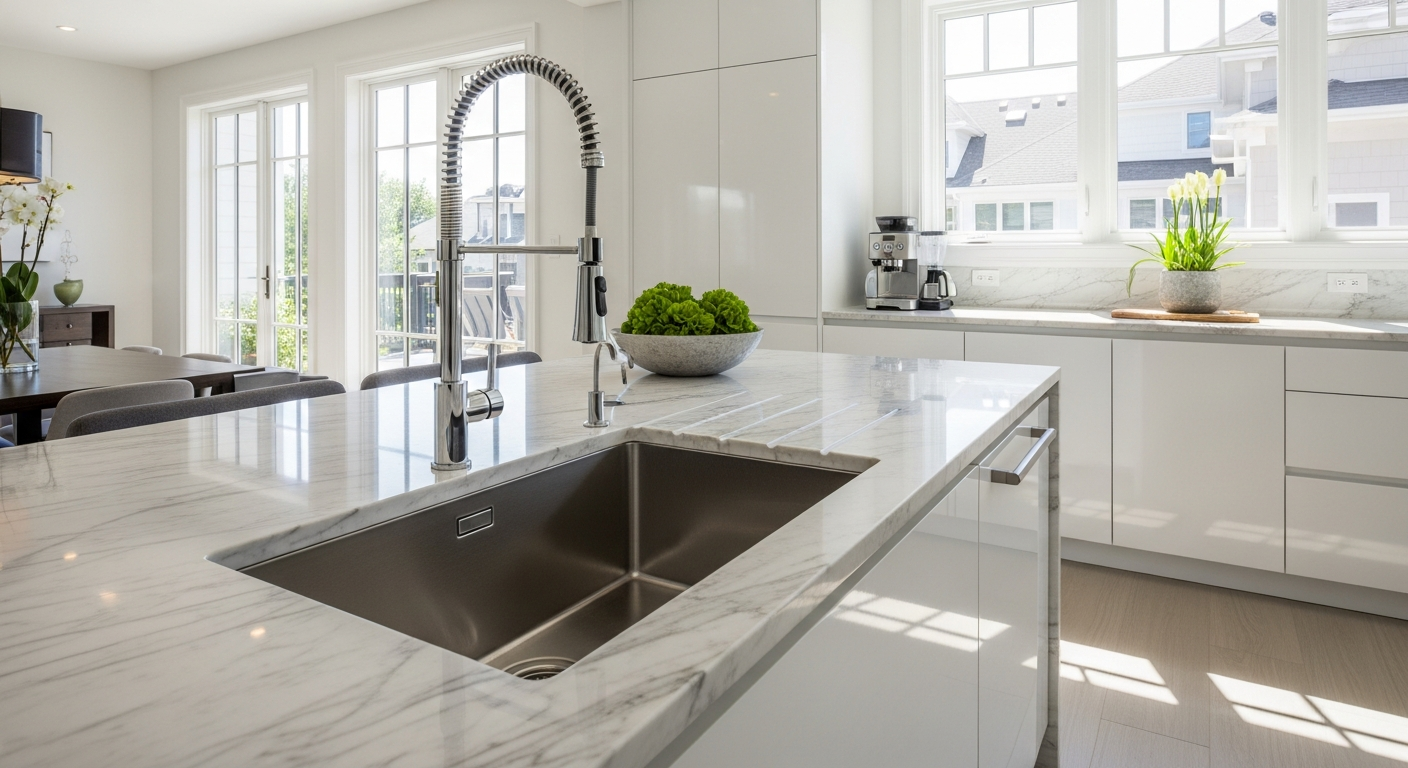 Cuisine moderne après rénovation plomberie complète