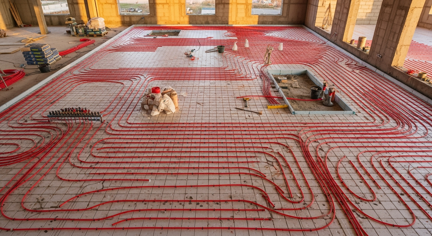 Installation d'un plancher chauffant hydraulique