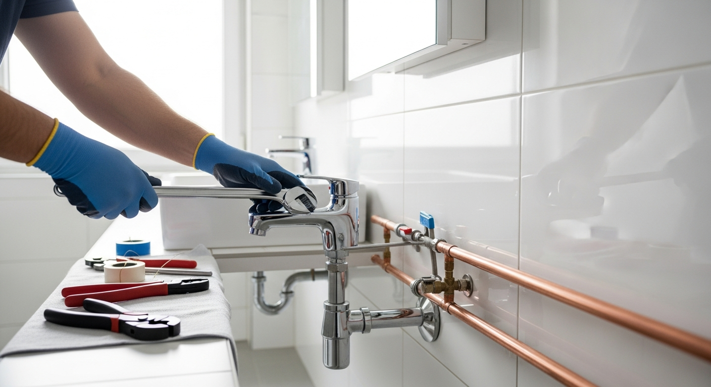 Installation de plomberie moderne dans une salle de bain