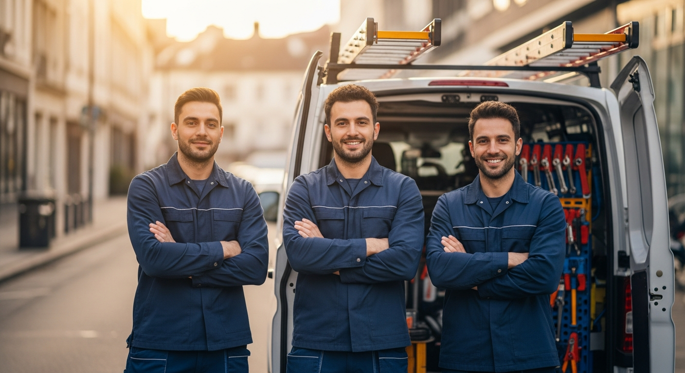 Équipe d'artisans plombiers professionnels
